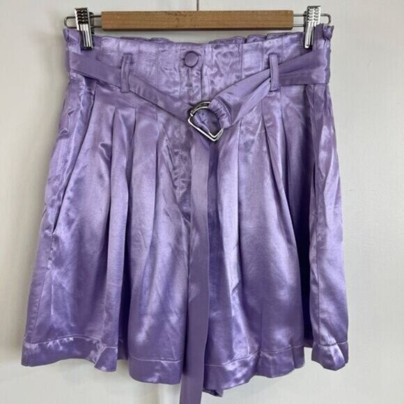 Brand New Sabina Musayev Women's Small Lilac Purple James Shorts Belted Satin - Picture 6 of 16